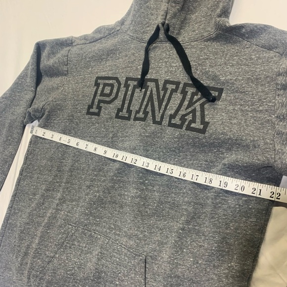 PINK Victoria's Secret Gray Hoodie Sweatshirt with Black Logo - Size M - Picture 6 of 8